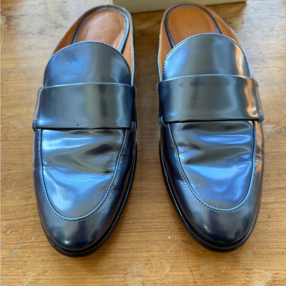 M. Gemi Sapphire Leather Slip-On Loafers Handmade in Italy Size 7